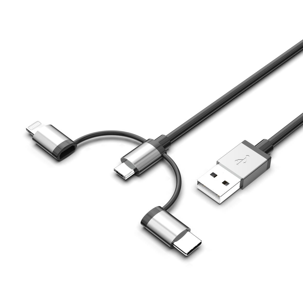 USB2.0 A to Micro & Lightning & USB C 3 in 1 Cable